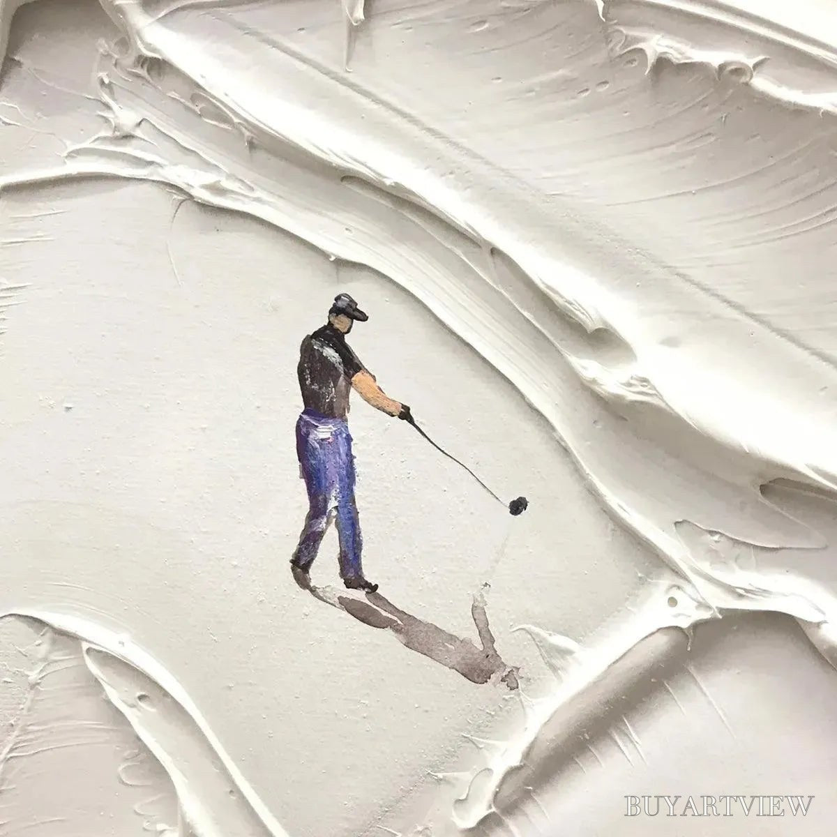 BUYARTVIEW White Greens – Textured Abstract Golf Landscape Painting - image 3