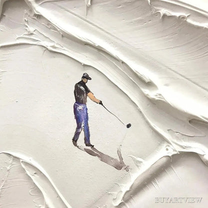 BUYARTVIEW White Greens – Textured Abstract Golf Landscape Painting - image 3