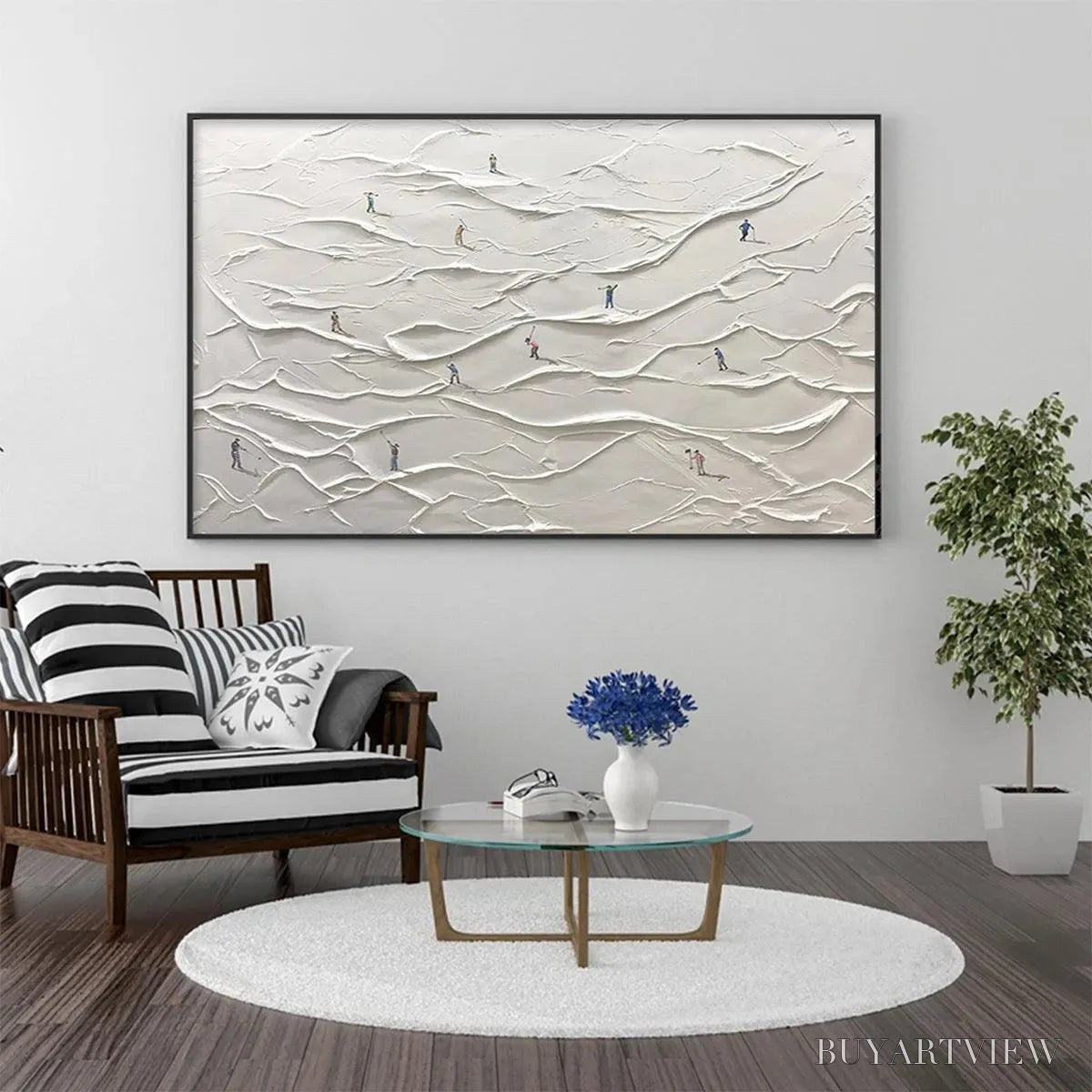 BUYARTVIEW White Greens – Textured Abstract Golf Landscape Painting - image 4