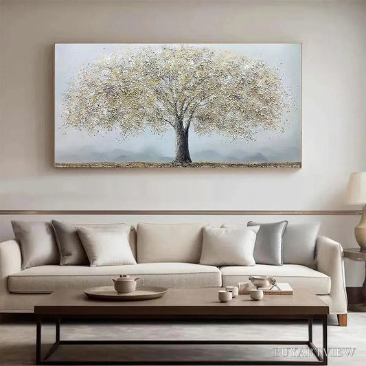 BUYARTVIEW Golden Tree – Textured Tree Painting in Gold and Grey - image 2