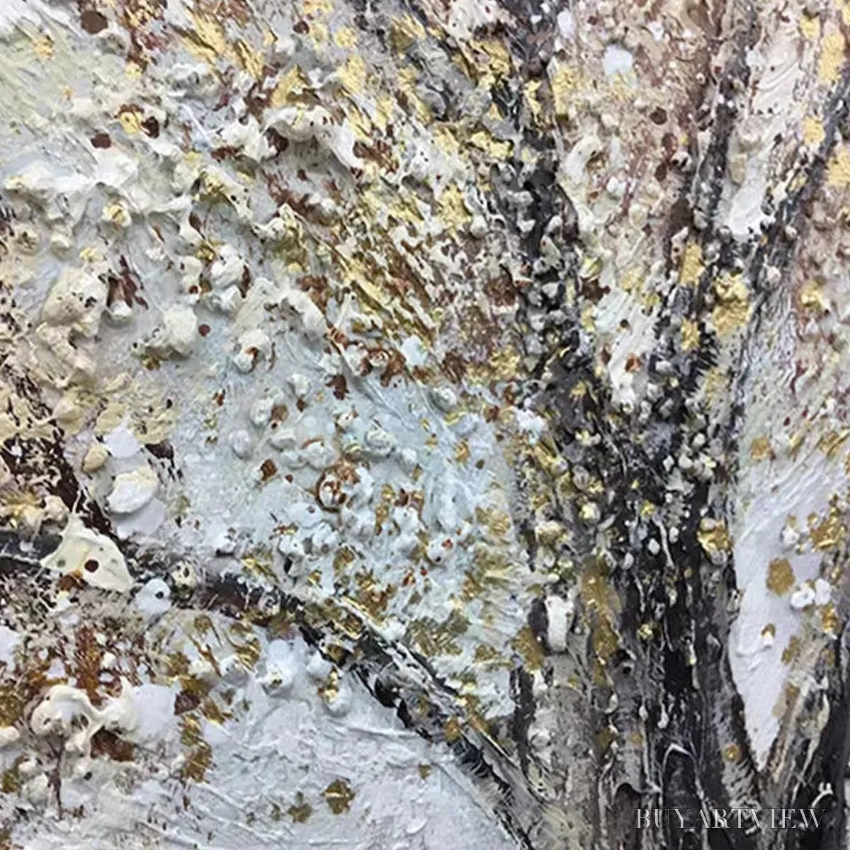 BUYARTVIEW Golden Tree – Textured Tree Painting in Gold and Grey - image 5