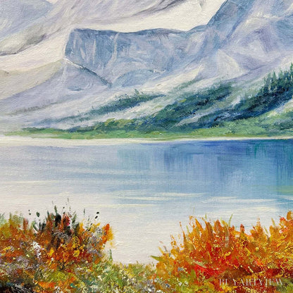 BUYARTVIEW Autumn Lake – Panoramic Autumn Landscape Painting with Lake and Mountains - image 6