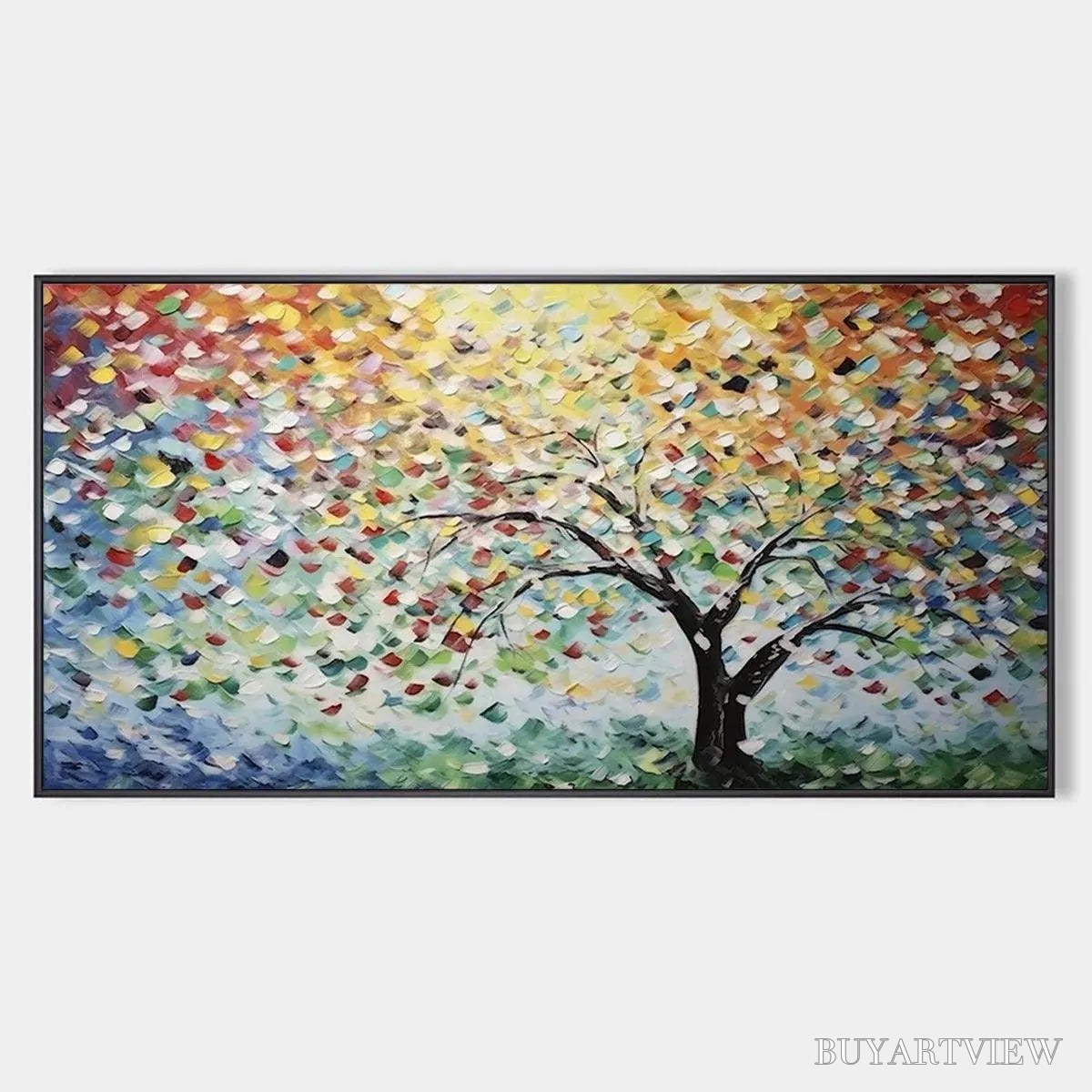 BUYARTVIEW Rainbow Tree – Textured Impasto Tree Painting in Vibrant Colors - image 1