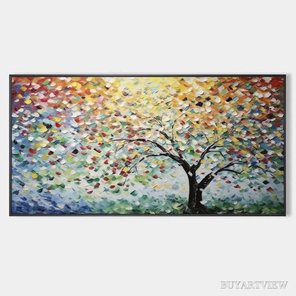BUYARTVIEW Rainbow Tree – Textured Impasto Tree Painting in Vibrant Colors - image 1