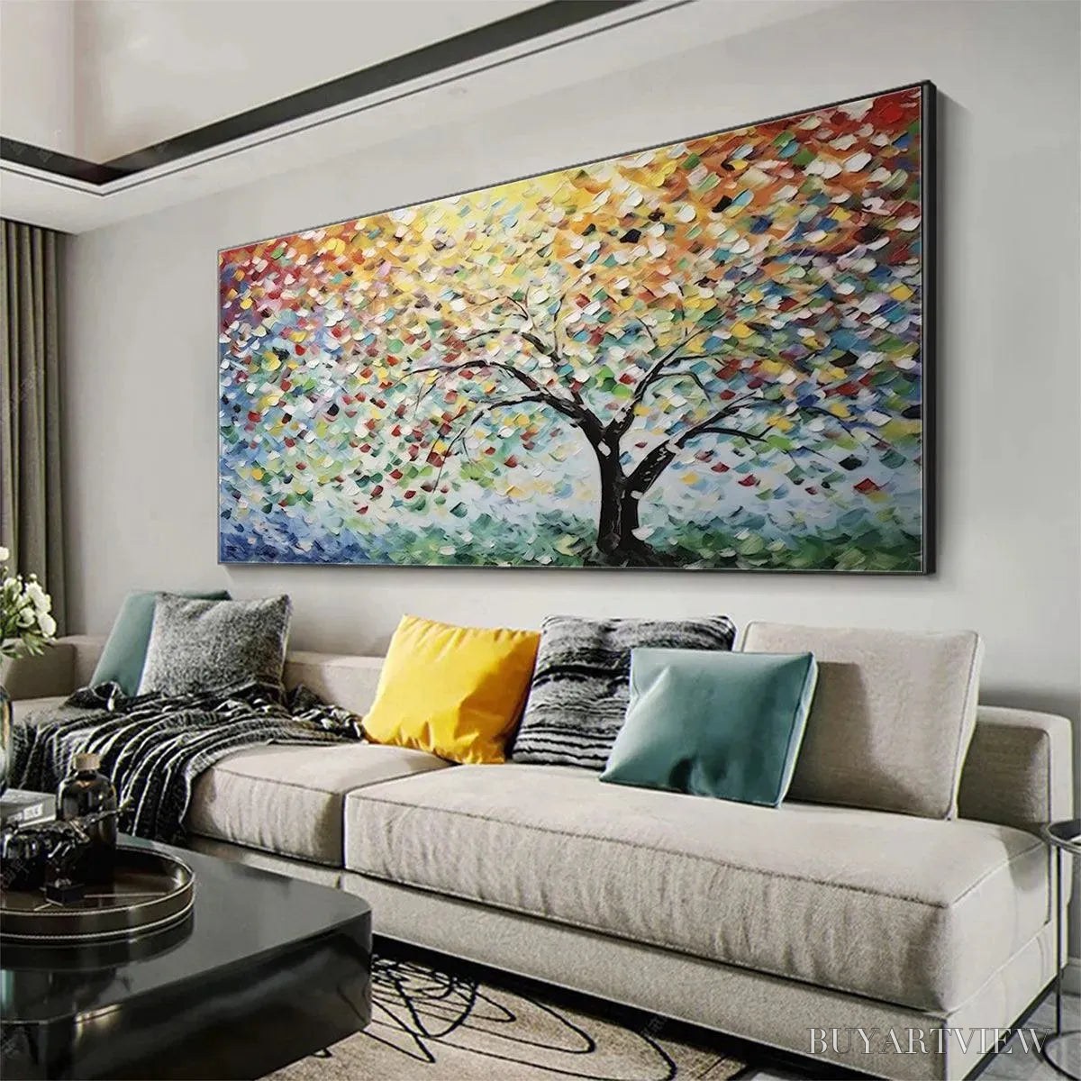 BUYARTVIEW Rainbow Tree – Textured Impasto Tree Painting in Vibrant Colors - image 2