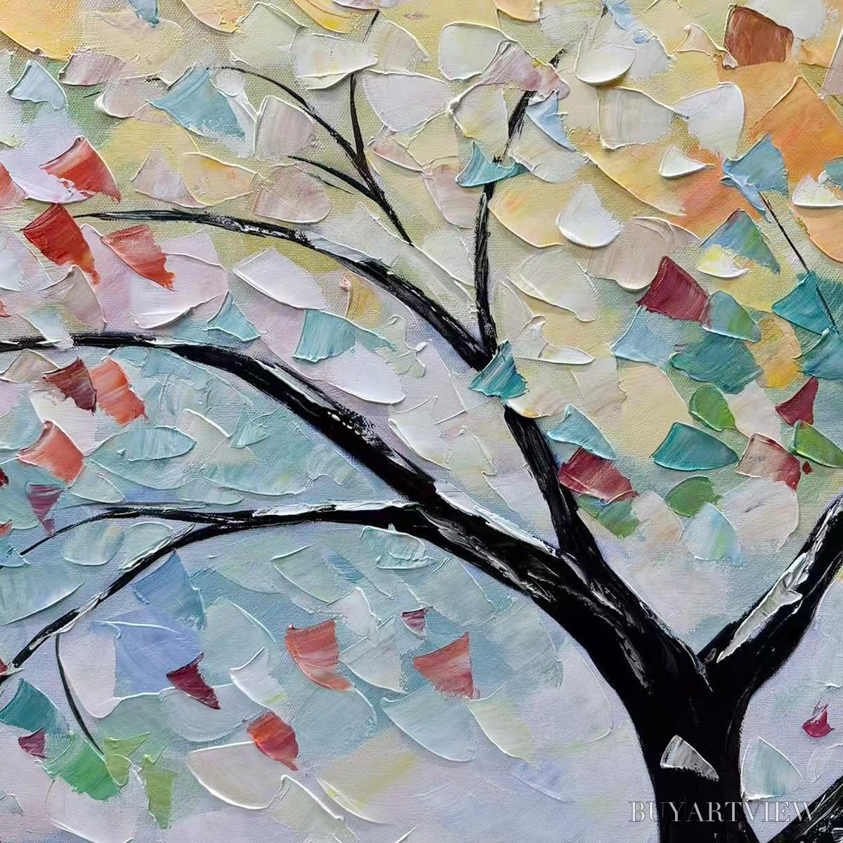 BUYARTVIEW Rainbow Tree – Textured Impasto Tree Painting in Vibrant Colors - image 3