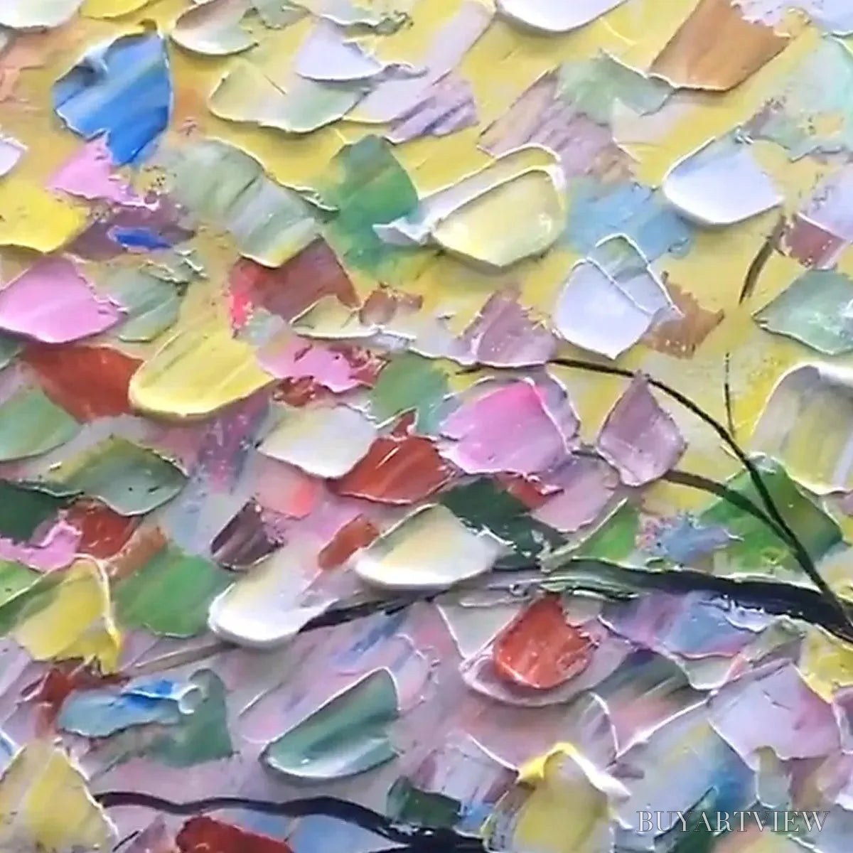 BUYARTVIEW Rainbow Tree – Textured Impasto Tree Painting in Vibrant Colors - image 4