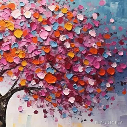 BUYARTVIEW Jewel Tones Tree – Textured Impasto Tree Painting in Vibrant Pink - image 3