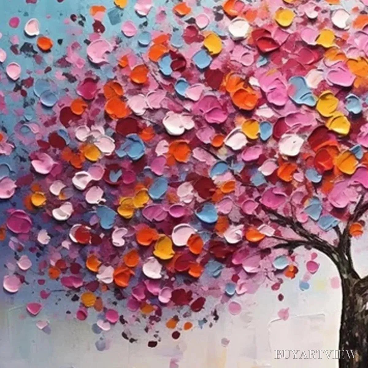 BUYARTVIEW Jewel Tones Tree – Textured Impasto Tree Painting in Vibrant Pink - image 5