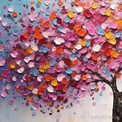 BUYARTVIEW Jewel Tones Tree – Textured Impasto Tree Painting in Vibrant Pink - image 5