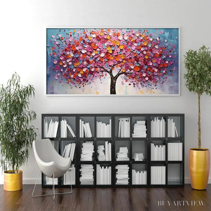 BUYARTVIEW Jewel Tones Tree – Textured Impasto Tree Painting in Vibrant Pink - image 6
