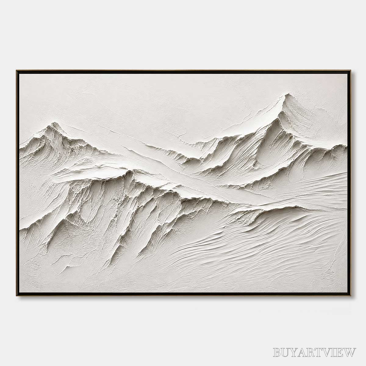 BUYARTVIEW Terra Alba White Textured Mountain Painting | Abstract - image 1