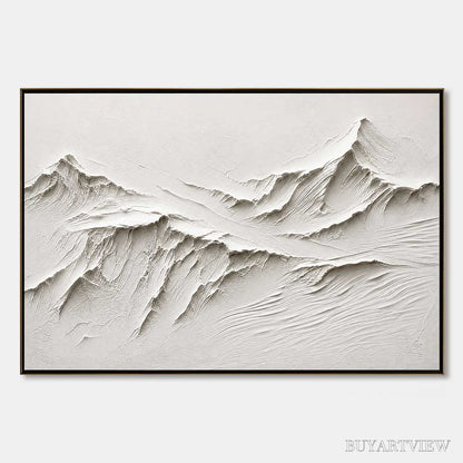 BUYARTVIEW Terra Alba White Textured Mountain Painting | Abstract - image 1