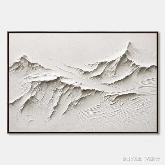BUYARTVIEW Terra Alba White Textured Mountain Painting | Abstract - image 1