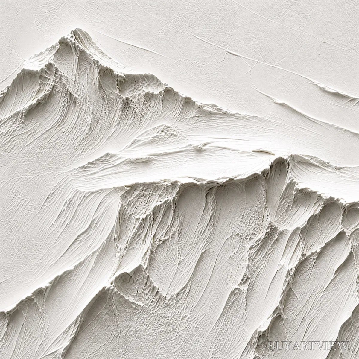 BUYARTVIEW Terra Alba White Textured Mountain Painting | Abstract - image 3