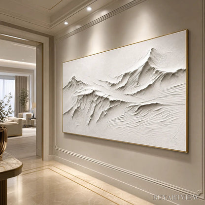 BUYARTVIEW Terra Alba White Textured Mountain Painting | Abstract - image 5