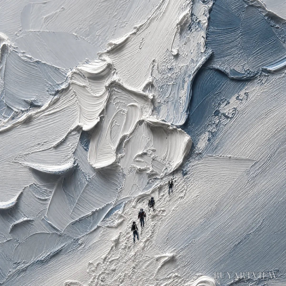 BUYARTVIEW the Ascent – Textured Palette Knife Mountain Climbers - image 3
