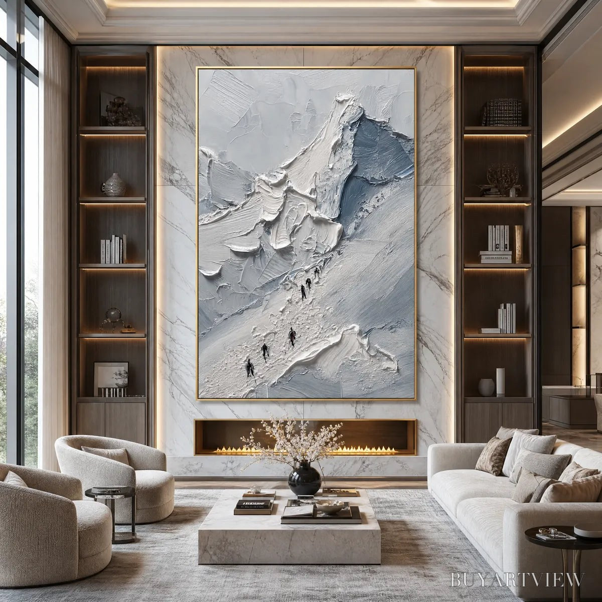BUYARTVIEW the Ascent – Textured Palette Knife Mountain Climbers - image 5