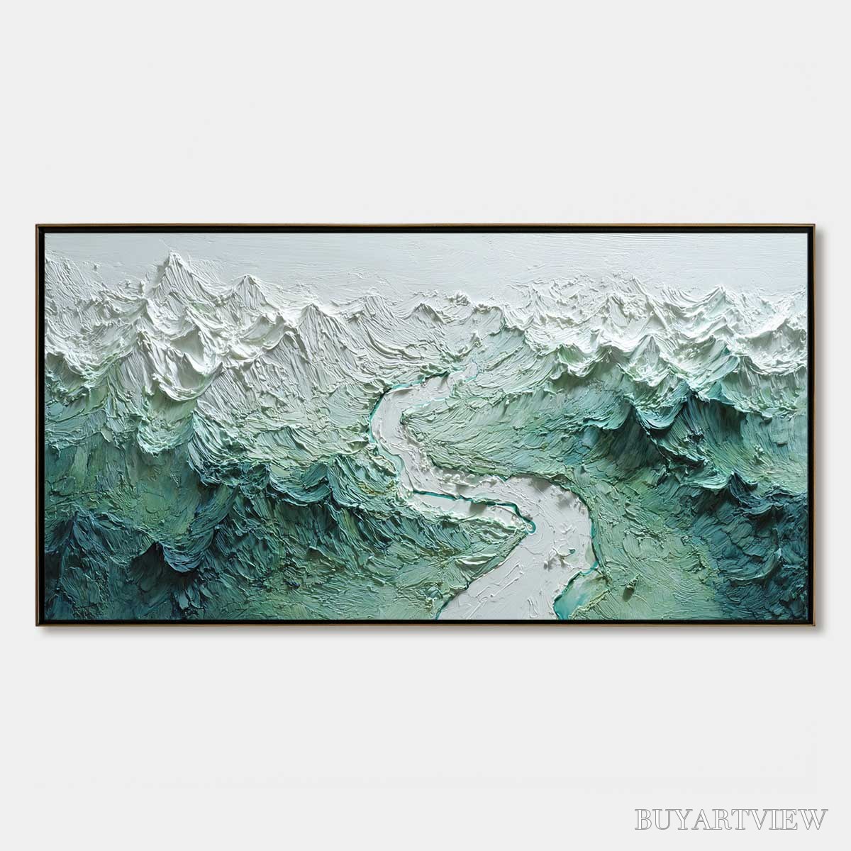 BUYARTVIEW Alpine Current – Textured Impasto Mountain River Landscape - image 1