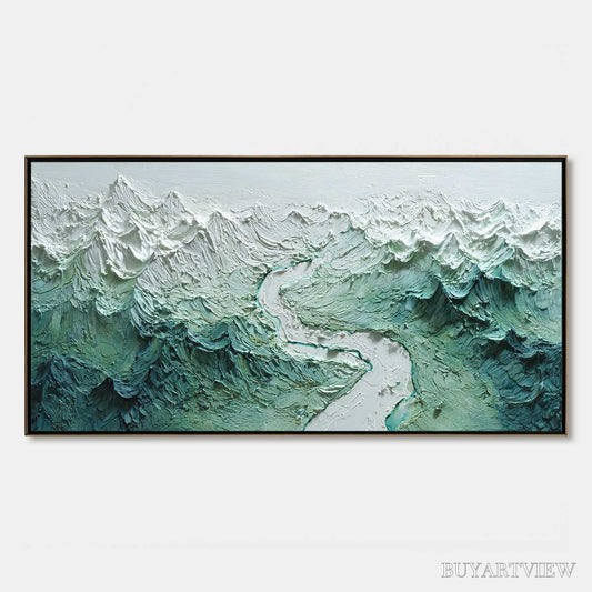 BUYARTVIEW Alpine Current – Textured Impasto Mountain River Landscape - image 1