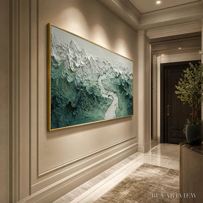 BUYARTVIEW Alpine Current – Textured Impasto Mountain River Landscape - image 3
