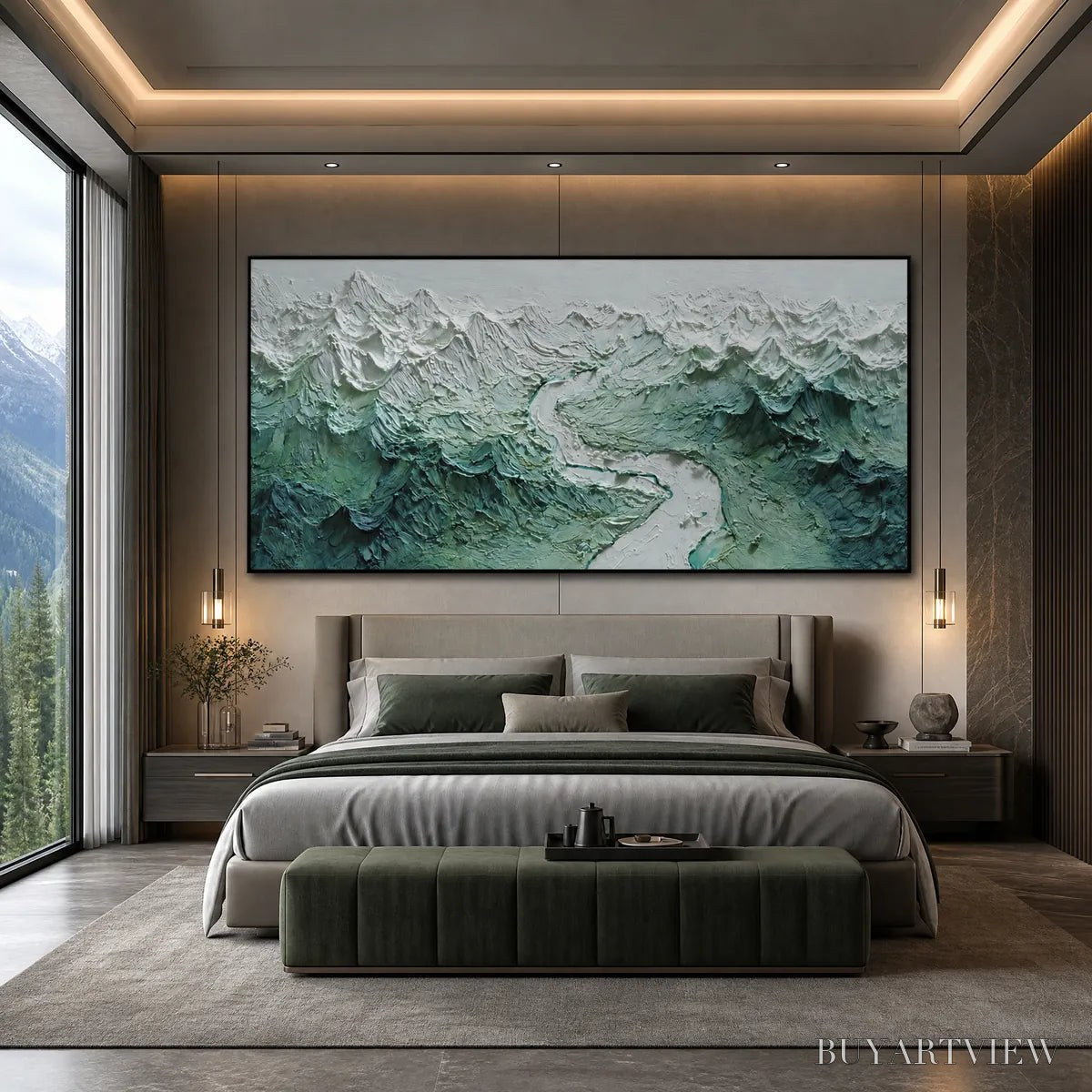 BUYARTVIEW Alpine Current – Textured Impasto Mountain River Landscape - image 4
