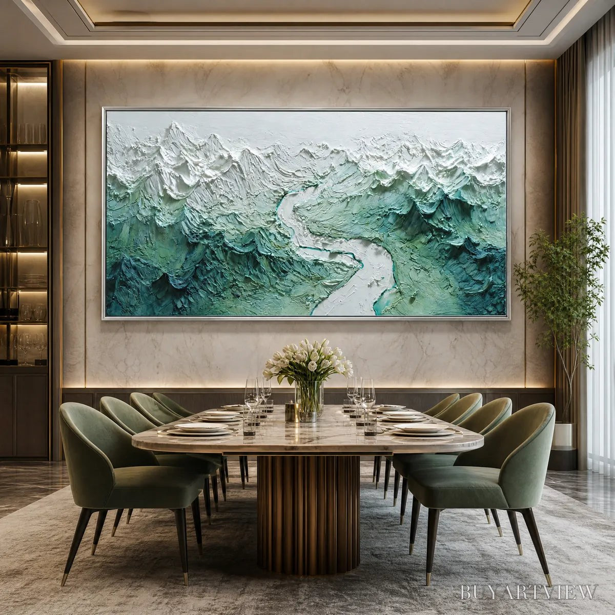 BUYARTVIEW Alpine Current – Textured Impasto Mountain River Landscape - image 5