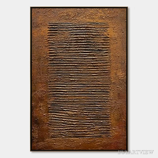BUYARTVIEW Earthen Codex – Large Textured Brown Wabi Sabi Abstract Art - image 1