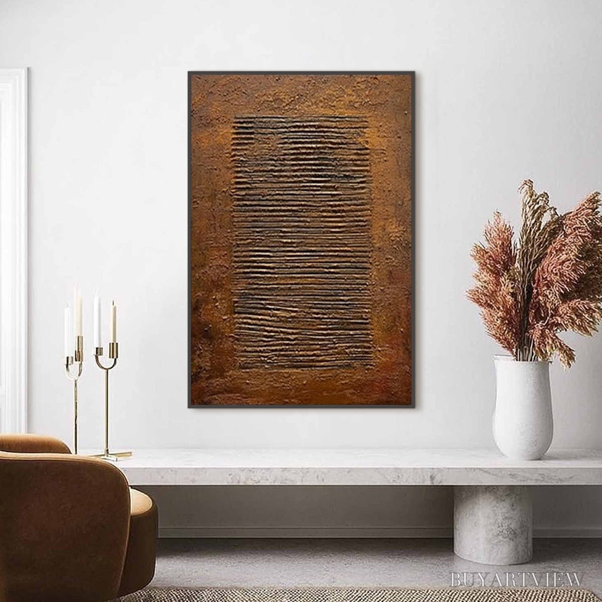 BUYARTVIEW Earthen Codex – Large Textured Brown Wabi Sabi Abstract Art - image 2