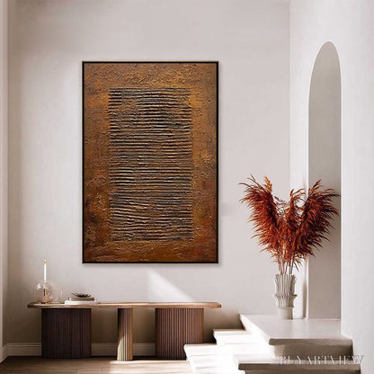 BUYARTVIEW Earthen Codex – Large Textured Brown Wabi Sabi Abstract Art - image 4