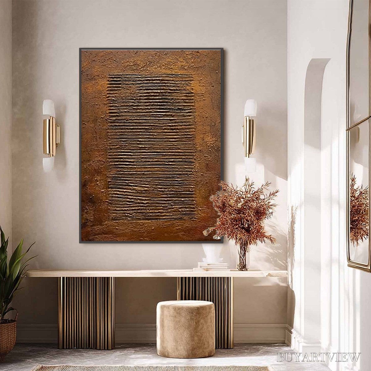 BUYARTVIEW Earthen Codex – Large Textured Brown Wabi Sabi Abstract Art - image 6
