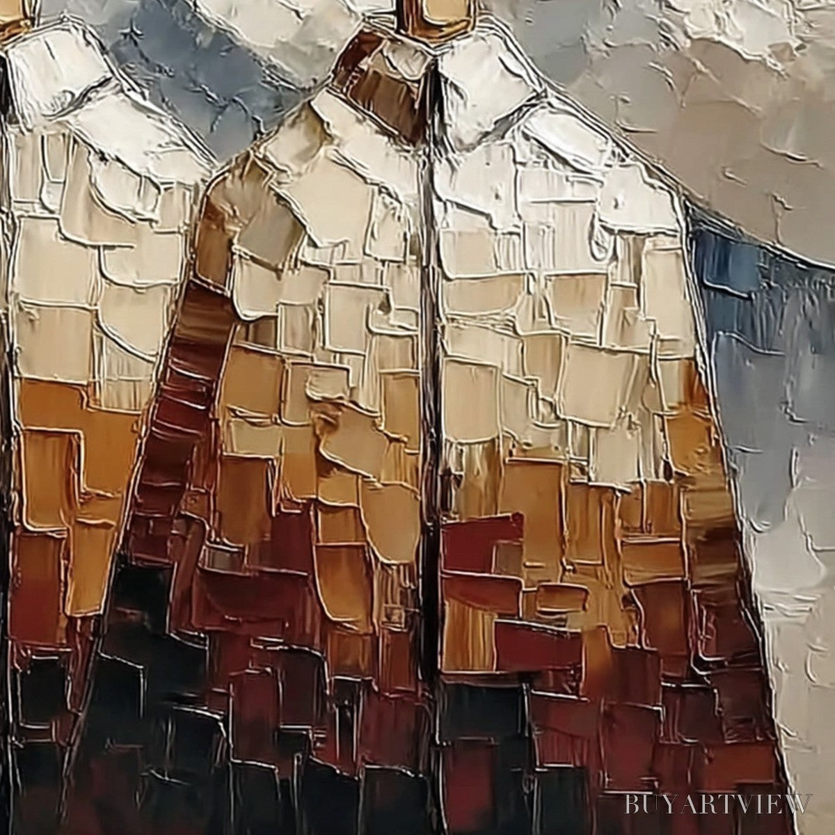 BUYARTVIEW Alpine Companions – Textured Impasto Painting of Two Figures in the Mountains - image 5
