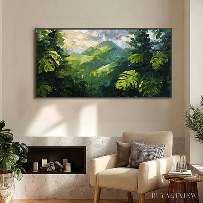 BUYARTVIEW Emerald Escape – Lush Impasto Painting of a Verdant Mountain Valley - image 2