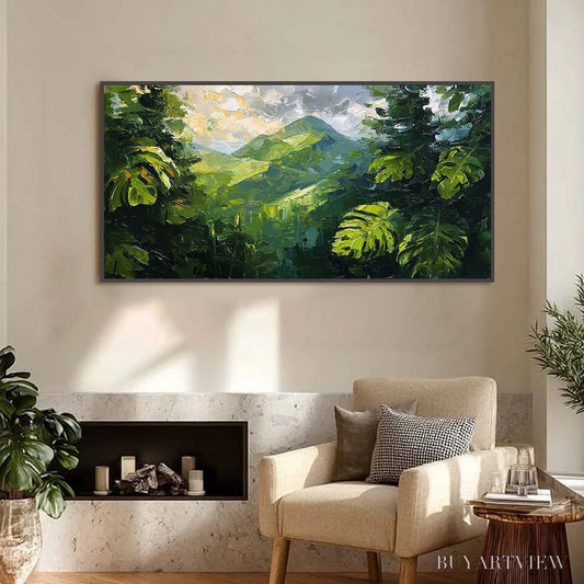 BUYARTVIEW Emerald Escape – Lush Impasto Painting of a Verdant Mountain Valley - image 2