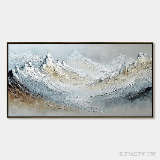 BUYARTVIEW Alpine Crest – Heavily Textured Wabi Sabi Mountain Landscape Painting - image 1