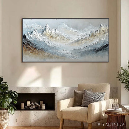 BUYARTVIEW Alpine Crest – Heavily Textured Wabi Sabi Mountain Landscape Painting - image 2