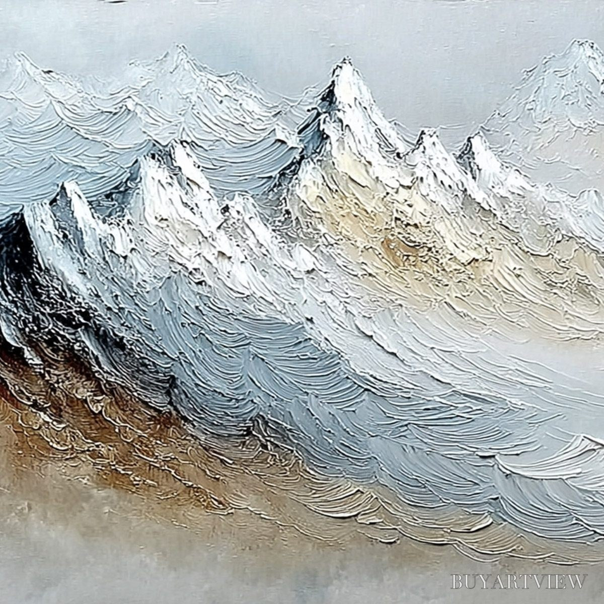 BUYARTVIEW Alpine Crest – Heavily Textured Wabi Sabi Mountain Landscape Painting - image 3