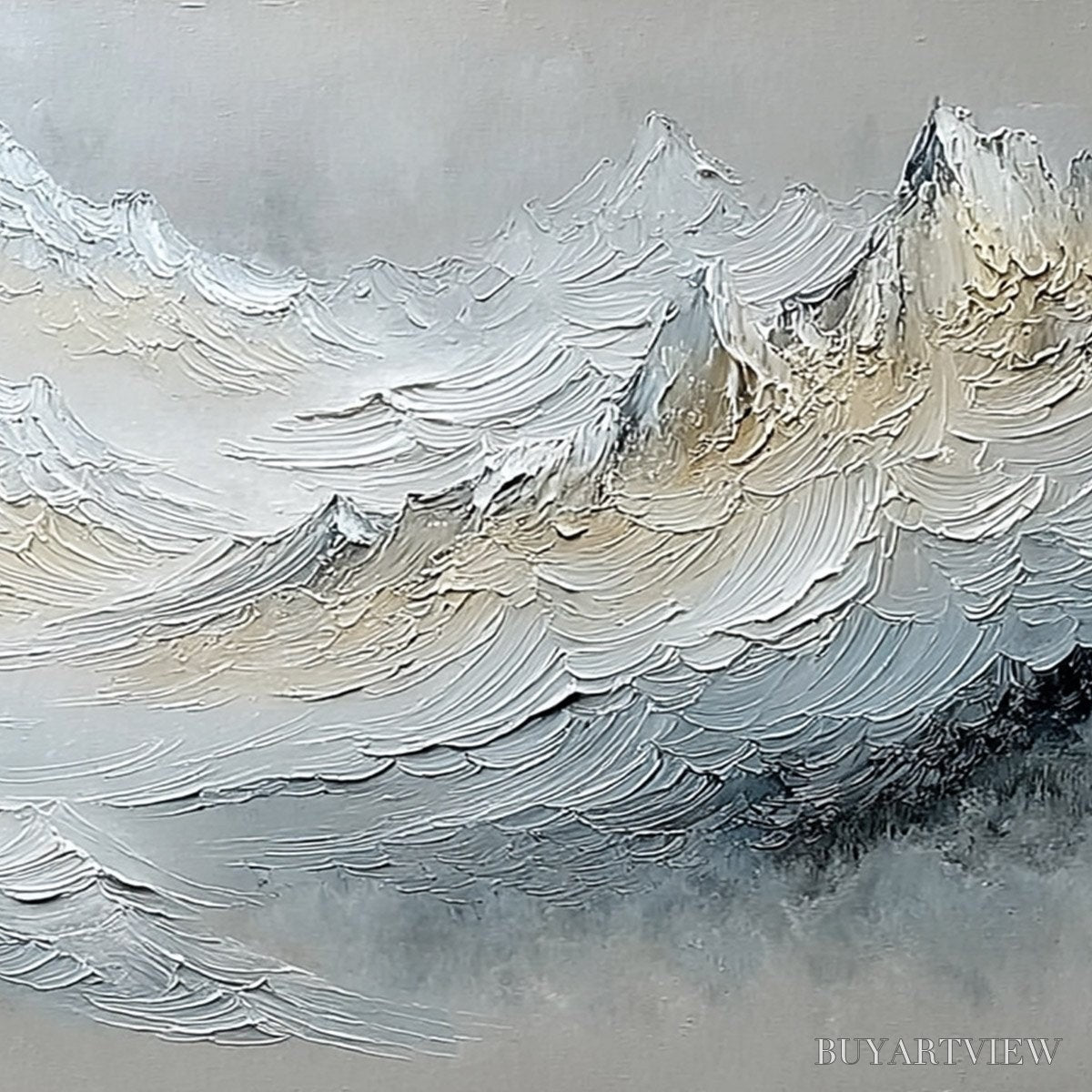 BUYARTVIEW Alpine Crest – Heavily Textured Wabi Sabi Mountain Landscape Painting - image 5