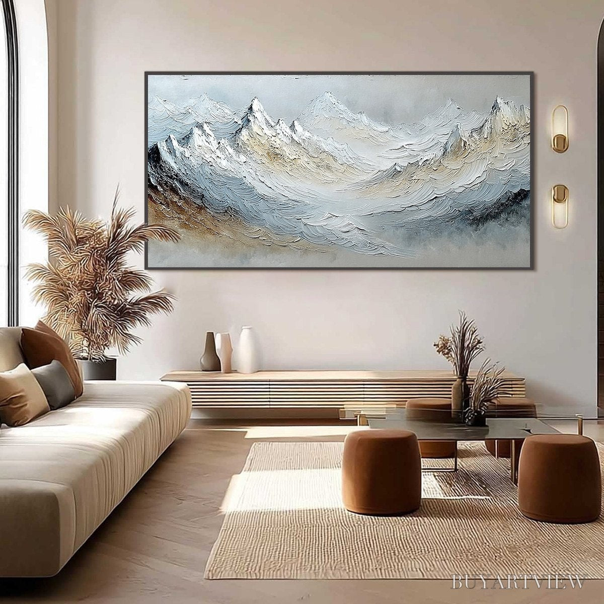 BUYARTVIEW Alpine Crest – Heavily Textured Wabi Sabi Mountain Landscape Painting - image 6