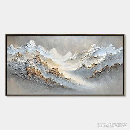 BUYARTVIEW Whispers of the Peak – Large Textured Wabi Sabi Abstract Mountain Painting - image 1