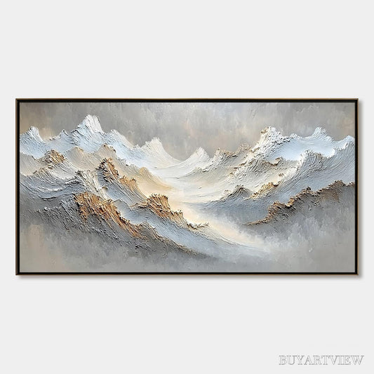 BUYARTVIEW Whispers of the Peak – Large Textured Wabi Sabi Abstract Mountain Painting - image 1