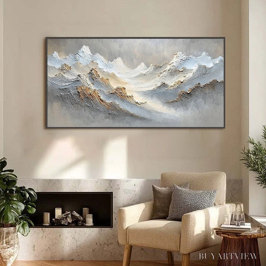 BUYARTVIEW Whispers of the Peak – Large Textured Wabi Sabi Abstract Mountain Painting - image 2