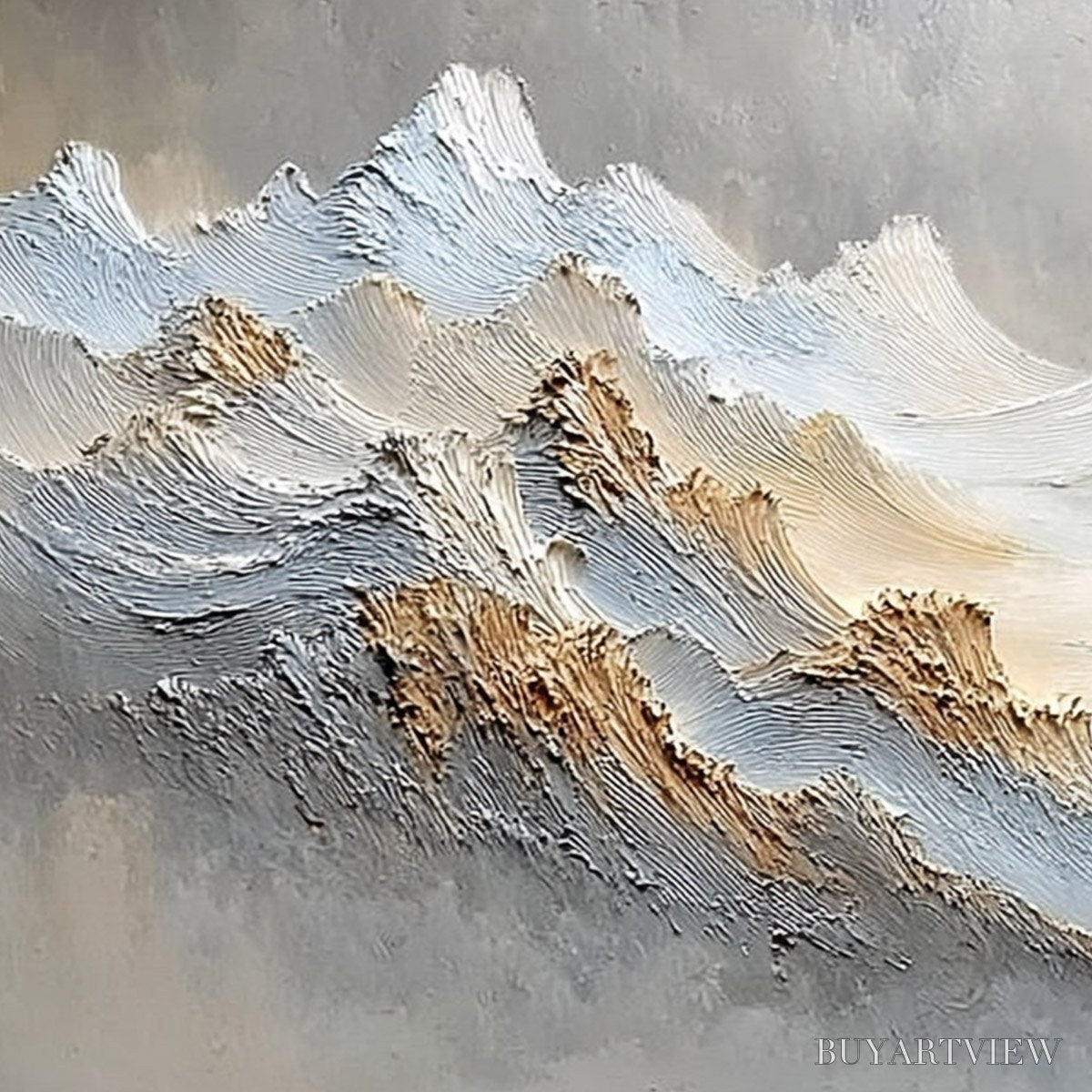 BUYARTVIEW Whispers of the Peak – Large Textured Wabi Sabi Abstract Mountain Painting - image 3