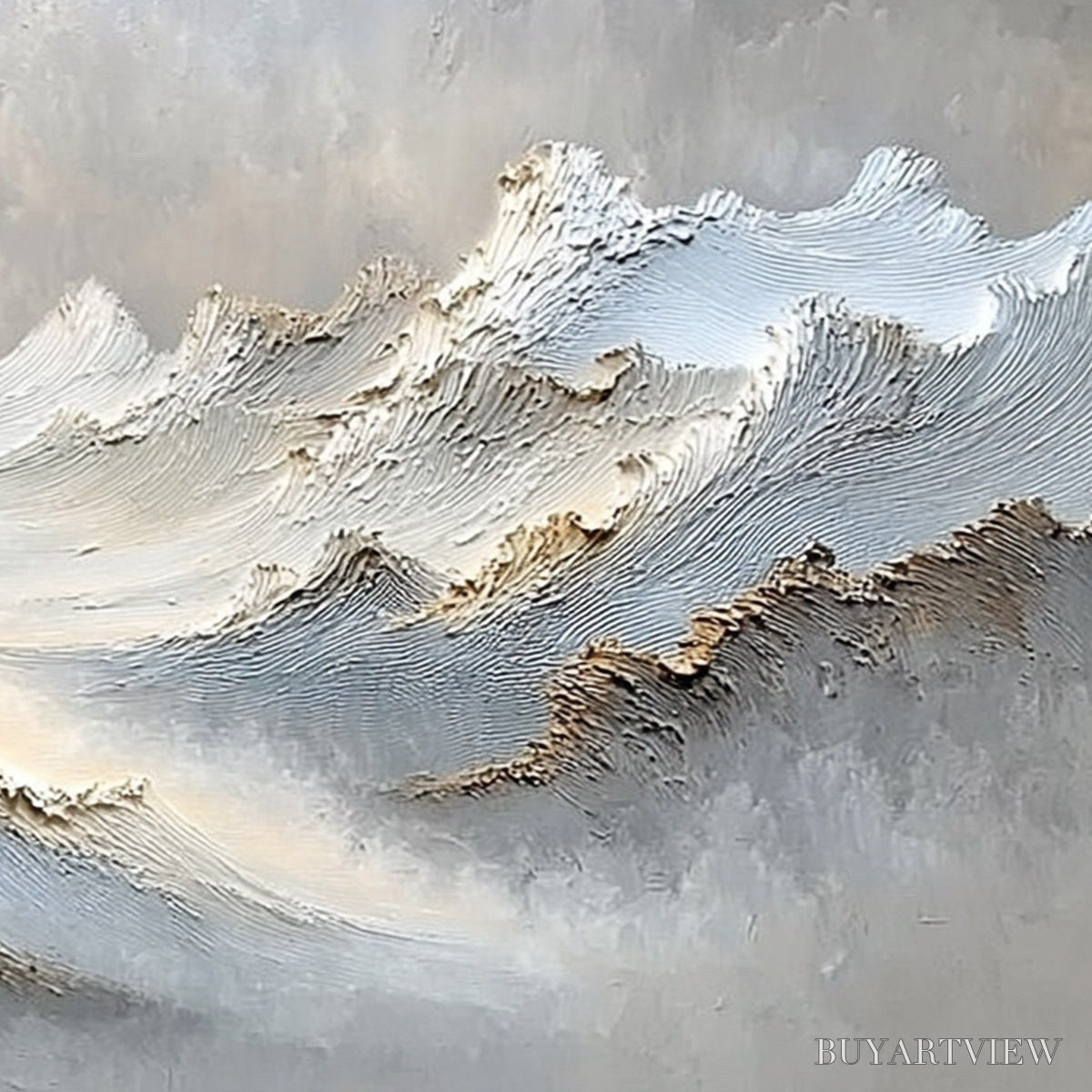 BUYARTVIEW Whispers of the Peak – Large Textured Wabi Sabi Abstract Mountain Painting - image 5