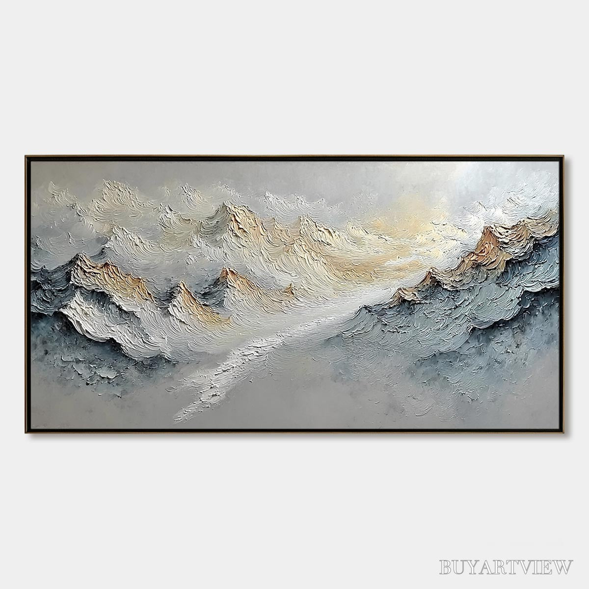 BUYARTVIEW Summit'S Whisper – Textured Wabi Sabi Abstract Mountain Landscape Painting - image 1