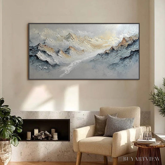 BUYARTVIEW Summit'S Whisper – Textured Wabi Sabi Abstract Mountain Landscape Painting - image 2