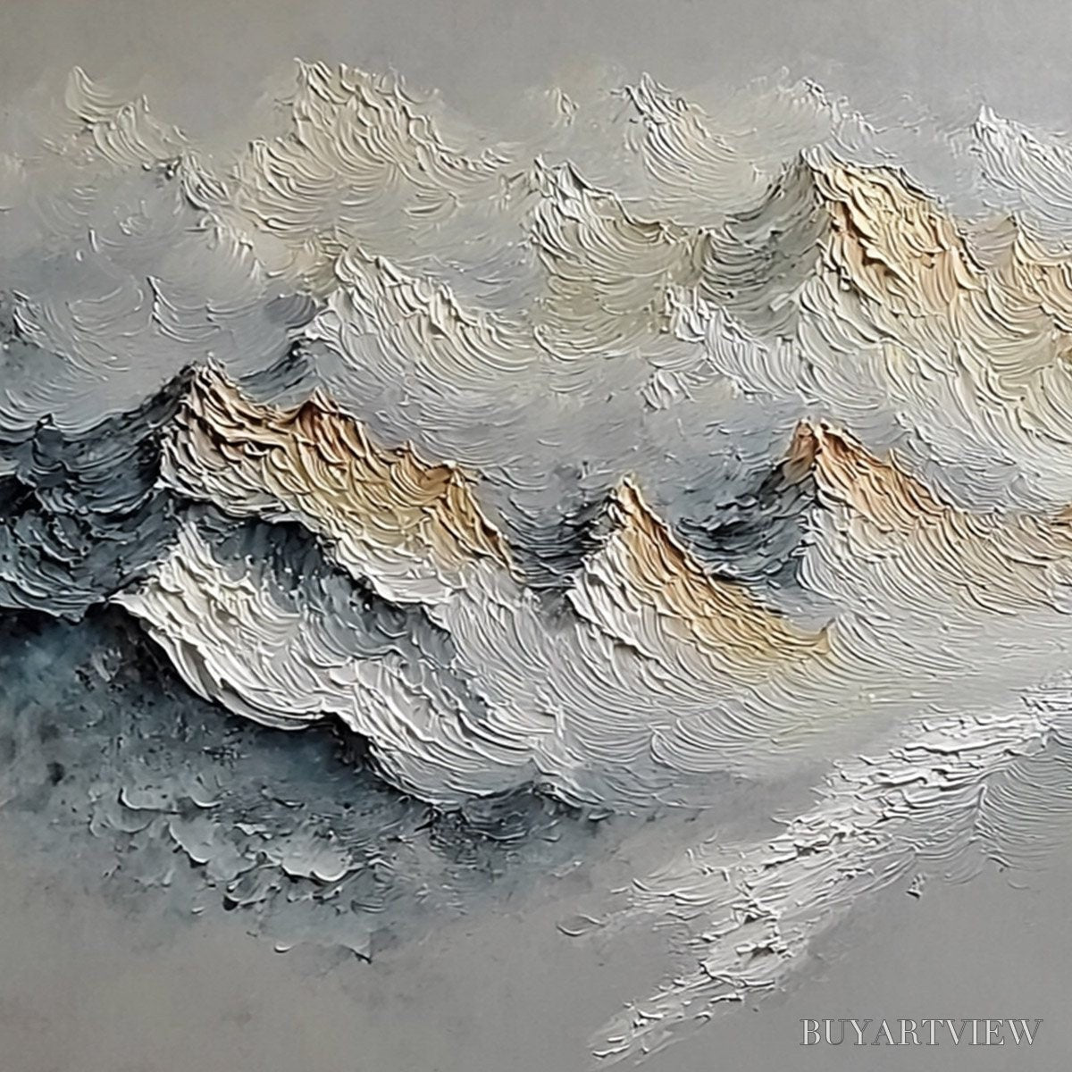 BUYARTVIEW Summit'S Whisper – Textured Wabi Sabi Abstract Mountain Landscape Painting - image 3