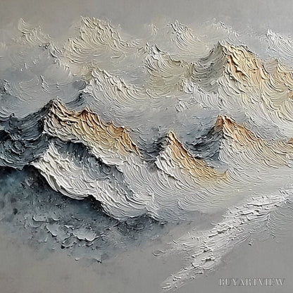 BUYARTVIEW Summit'S Whisper – Textured Wabi Sabi Abstract Mountain Landscape Painting - image 3