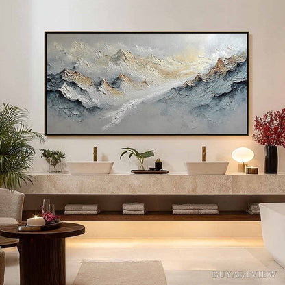 BUYARTVIEW Summit'S Whisper – Textured Wabi Sabi Abstract Mountain Landscape Painting - image 4