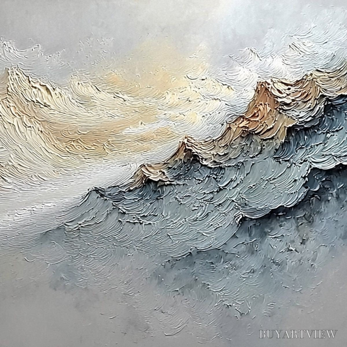 BUYARTVIEW Summit'S Whisper – Textured Wabi Sabi Abstract Mountain Landscape Painting - image 5